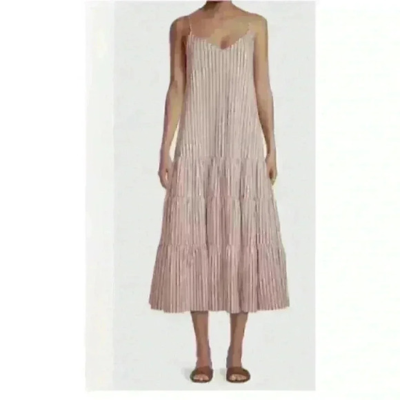 Hugo Boss Dresses & Skirts - $348 Boss BY Hugo beach Boss Women's Pink Stripe Tiered Sundress Size 0 New